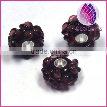 Hot sale handmade flower big hole glass beads