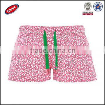 wholesale summer beach girl short pants printed allover floral with adjustable drawstring