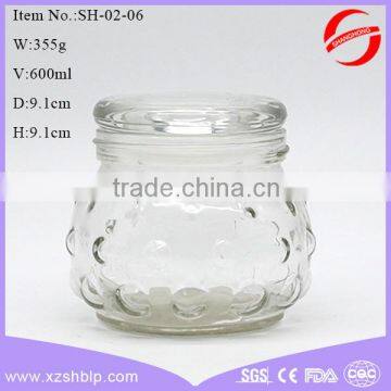 20 oz clear glass food storage container glass jars with glass lids