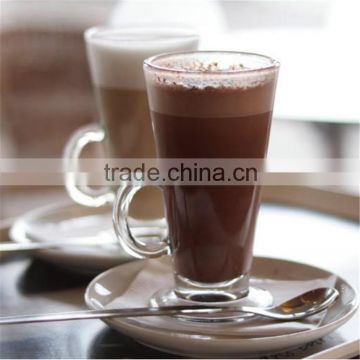 2016 Christmas promotion gift 310 ml Irish glass coffee mugs lead-free glass mugs with handle