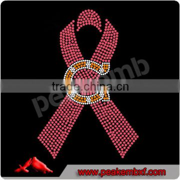 Beauty Pink Ribbon With Colts Design Breast Cancer Rhinestone Designs