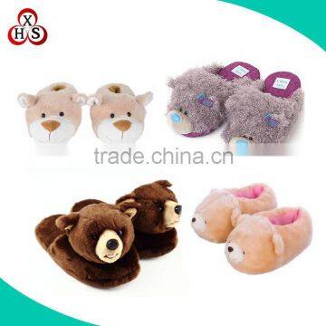 new models kids slippers, new design funny plush teddy bear slippers