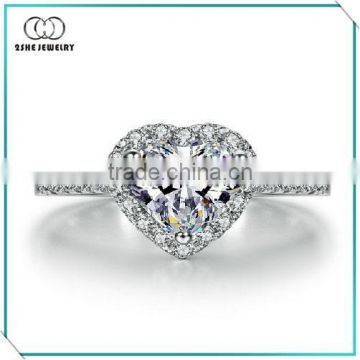 Big heart shaped stone 925 cz ring for lover