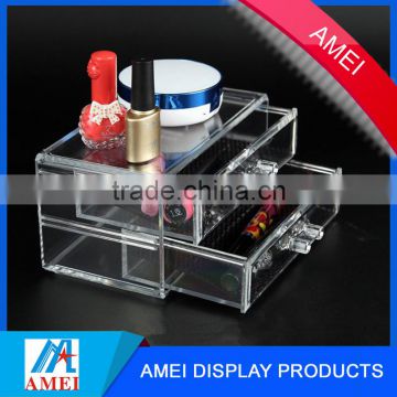 Clear Acrylic 2-Drawer Makeup Case Cosmetic Organizer box