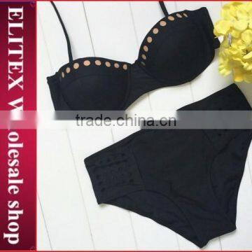 2017 Newest golden top black high waist swimwear girls BH134