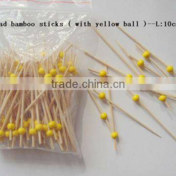 Bamboo bbq fruit skewer with color bead