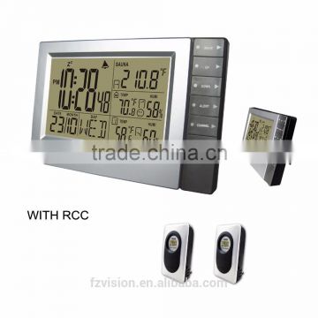 Wireless professional Weather Station RCC with Indoor Outdoor Thermometer Hygrometer Sauna Temperature Alarm Clock