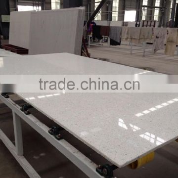 Large stock quartz stone with sparkling mirror for countertop, cabinet, window sills