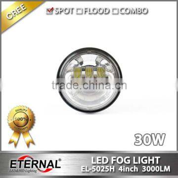 4.5" 30W Universal Harley Motorcycle Auxiliary LED Fog Light Chrome Black Base Spot Driving Lamp photo-4