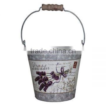 Metal Garden Bucket Lavender Flower Pot