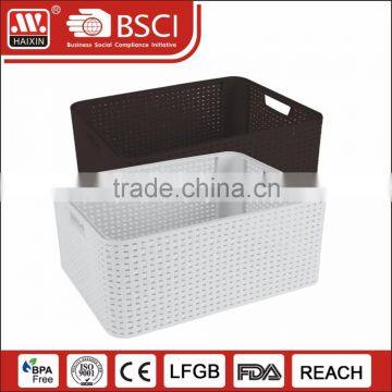 Woven Straps plastic storage Basket with Lid