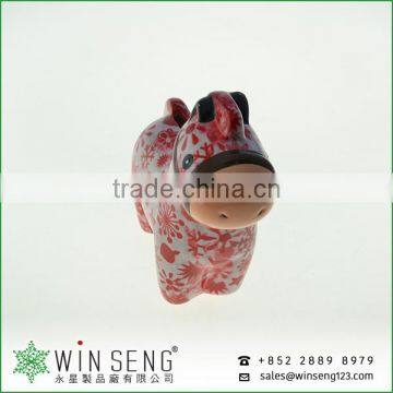 Cheap Coin Box Lovely Design Flower Patterns Horse Shaped Ceramic Animal Piggy Bank photo-5