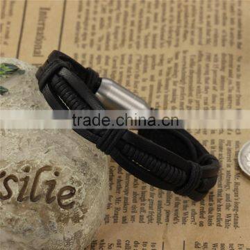 2017 New Stainless Steel Jewelry Leather Braided Bracelet for Men photo-2