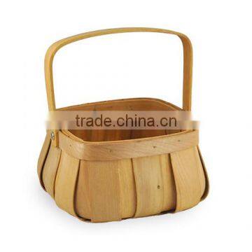 Linyi Manufacturer Supply Handmade Cheap Wooden Fruit Basket With Handle