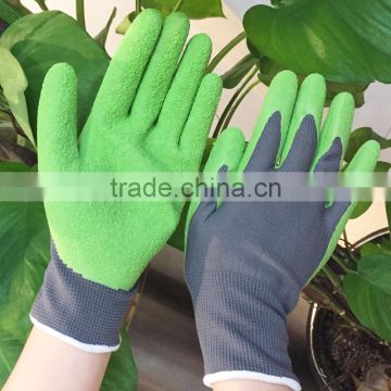 NMSAFETY garden work use 13 gauge green latex on palm gloves