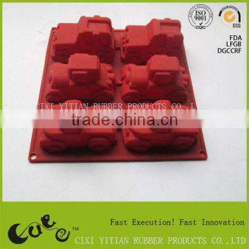 hot selling BSCI Audit six car shaped silicone cake mould FDA LFGB Mini car YT-C178