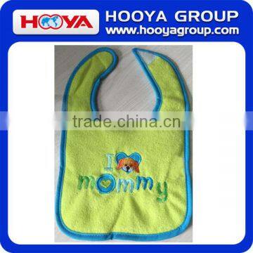 wholesale lovely embroidery soft Terry towel baby bib with polyesterfiber filling