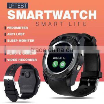 touch screen Bluetooth fitness watch step calculater pedometer health care high quality V8 smart watch