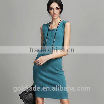 Hot Sale Knitting Fancy Dress for Women Ladies Sleeveless Casual Dress Spring Summer 2016 photo-2