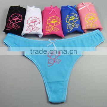 Sexy Hot Teen Girls Underwear Flower Embroidery Panties Women's Thongs photo-2