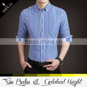 OEM Custom Wholesale Fitness Slim Fit Rayon Polyester Cotton Stripe Shirt Designs for Men photo-3