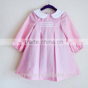 New fashion long sleeve pink baby girl summer designer one piece party princess dress