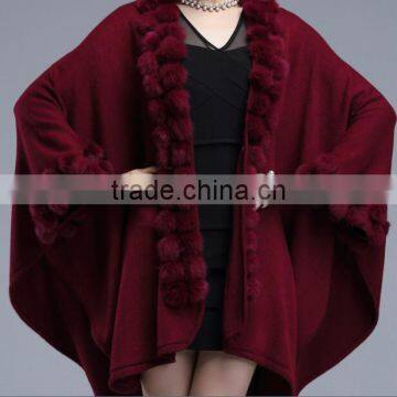 newest fashion women rabbit raccoon plus size knitted wrap ponchos