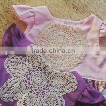 Girls One Piece Lace Dress Purple Top Floral Skirt Kids Frock Designs Pictures photo-2