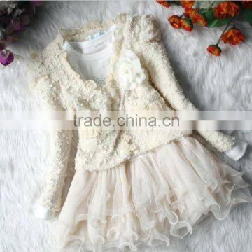 2014 Kids Girls Lace Skirt Dress+Coat Jacket 2Pcs Set Party Tulle Tutu Dress SV010612 #