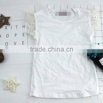 Latest beautiful girls wear 100% cotton clothes Lace white baby singlets