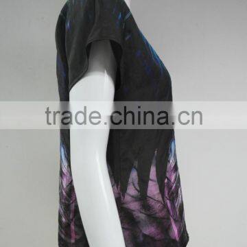 Ladies' Plume Printing Silk Habotai Pullover photo-2