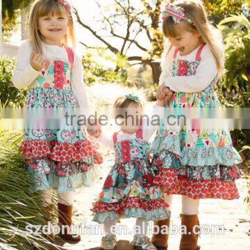 2016 New Arrive Sister Dress Floewer Girls Vintage Dress Baby Kids Back To School Clothes