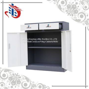 Gray 2 Door Short File Cabinet,2 Door Metal File Cabinet With Drawer photo-4