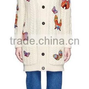 Runwaylover EY1045C Hot Sale 2017 Ladies Fashion Knitted Embroidery Coats