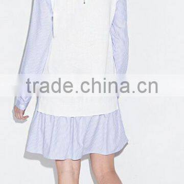 Runwaylover EY2189D Ladies Falbala Collar Fashion Splice Casual Dress photo-2