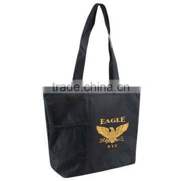 Slant Pocket Tote Bag - Features a Full Top Zipper Closure, Side Mesh Pocket and Comes With Your Logo. photo-4