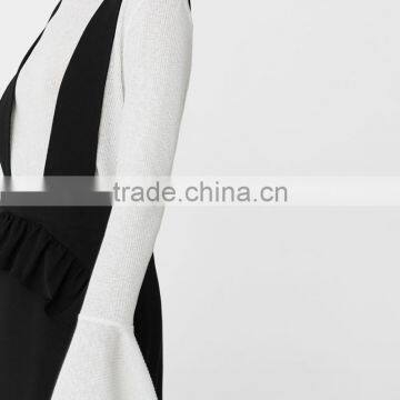 2018 Spring Pinafore Dress With Ruffle Black Suspender Skirt for Women photo-4