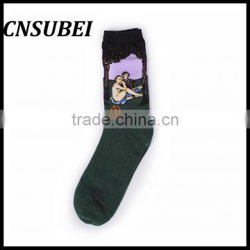 European and American Painting Pattern Retro Literary Personality Cotton in Tube Socks photo-6