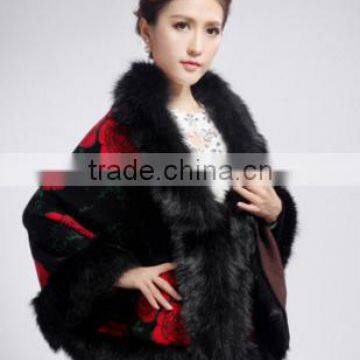 Autumn and winter new imitation cashmere scarf jacquard high-grade faux fox fur shawl jacket warm cloak manufacturers wholesale