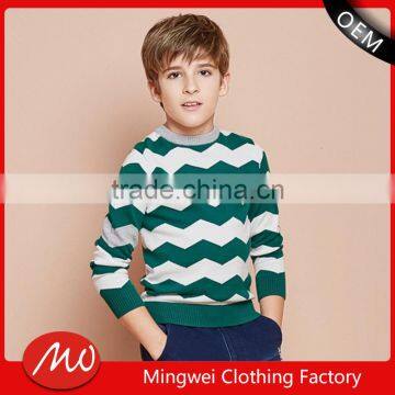 Children quality cashmere knitted striped pattern kids pullover sweater for boys