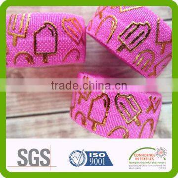 Custom Color Soft Nylon Fabric Gold Foil Print Elastic photo-2