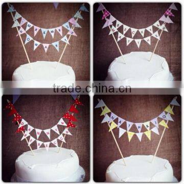 Shabby Chic Fabric Cake Bunting Cake Topper for Birthday/wedding/christening