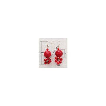 red coral and silver earrings