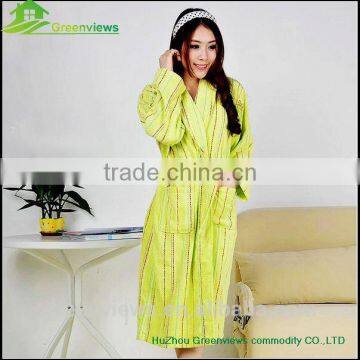 Wholesale cotton bathrobe thicken Cotton bathrobe adults bath robes jacquard color strip warm cloth bathrobe