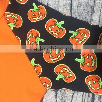 2017 Baby Girls Icing Halloween Pumpkin Raglan Ruffle Cotton Boutique Shirts Children Printed 3/4 Sleeve Raglan Tshirts photo-6