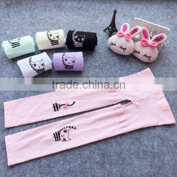 Spring Summer Children Baby Velvet Footed Pantyhose Cat Printed Infant Open Files Tights Baby Kids PP Pants