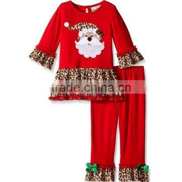 Wholesale children clothing usa ruffle top with lace ruffle pants christmas clothes outfits