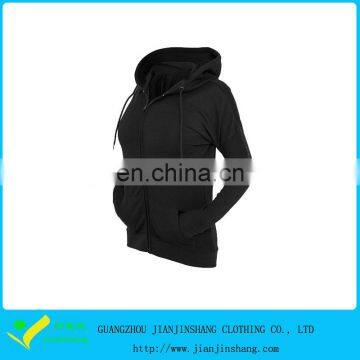 Plain Black Color Slim Fitted Polyester Casual Hoodies For Hot Lady