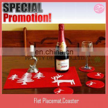 4pcs/set Red felt printed mat,printed placemat for Chirstmas