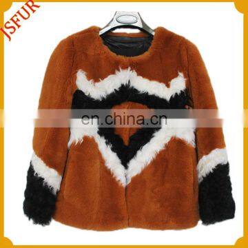 Fashion style of 2015 winter coat women's pattern real rabbit fur with round collar coats